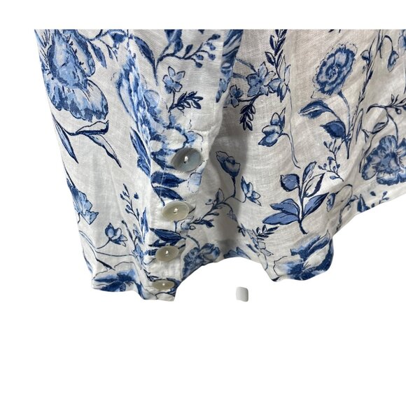 New Cynthia Rowley Floral Tunic Top Blouse Size 1X Linen Blue White - Picture 3 of 8